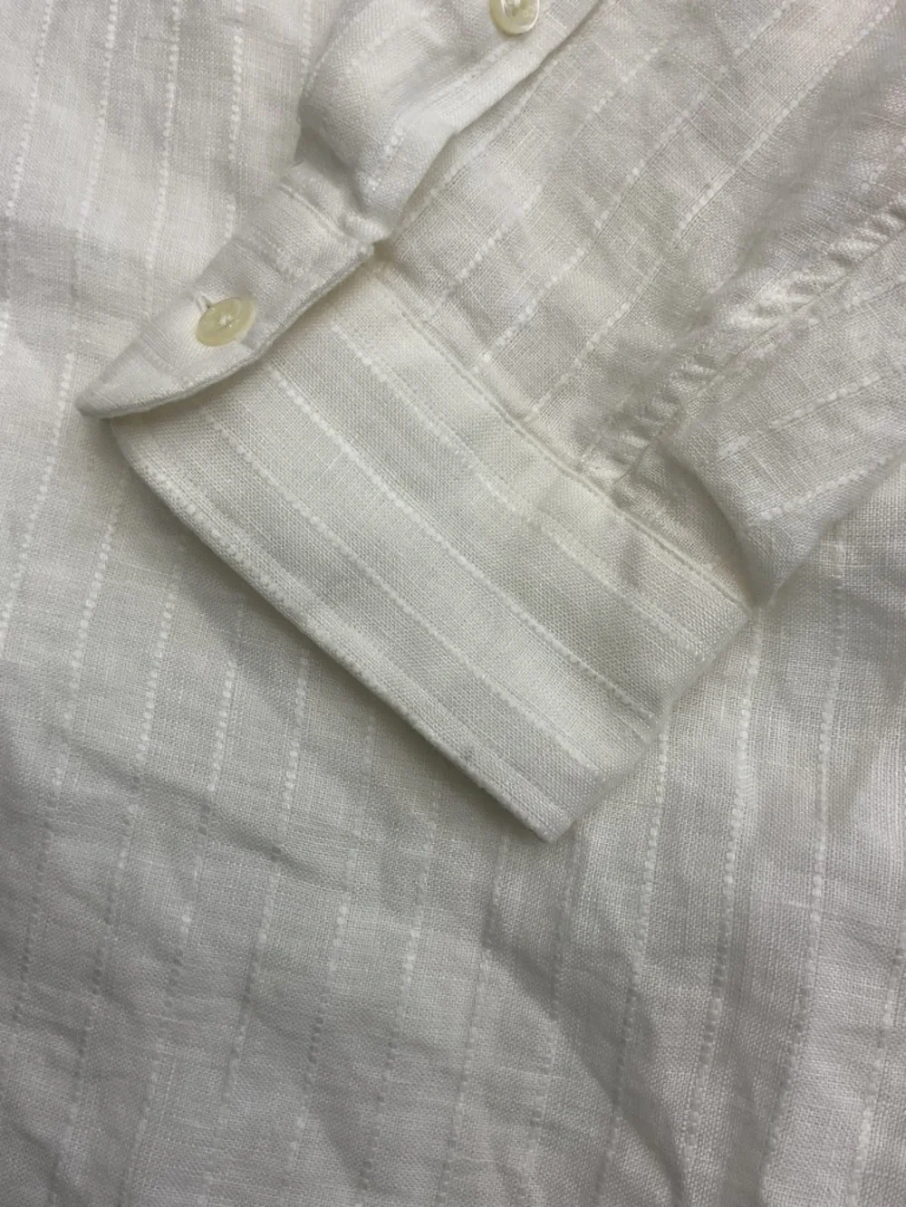 Polo Ralph Lauren Men XXL White Textured Stripe 100% Linen Button Down Shirt